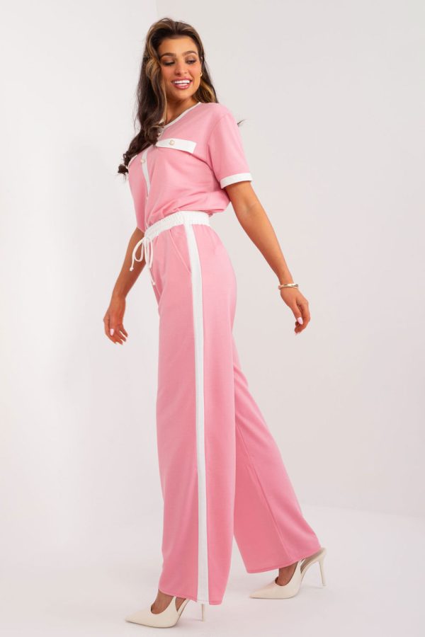 Pink Women Trousers in Pants, Trousers, Shorts with Cotton and Spandex