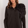 Black Long Sleeve Shirt in Shirts For Women with Cotton
