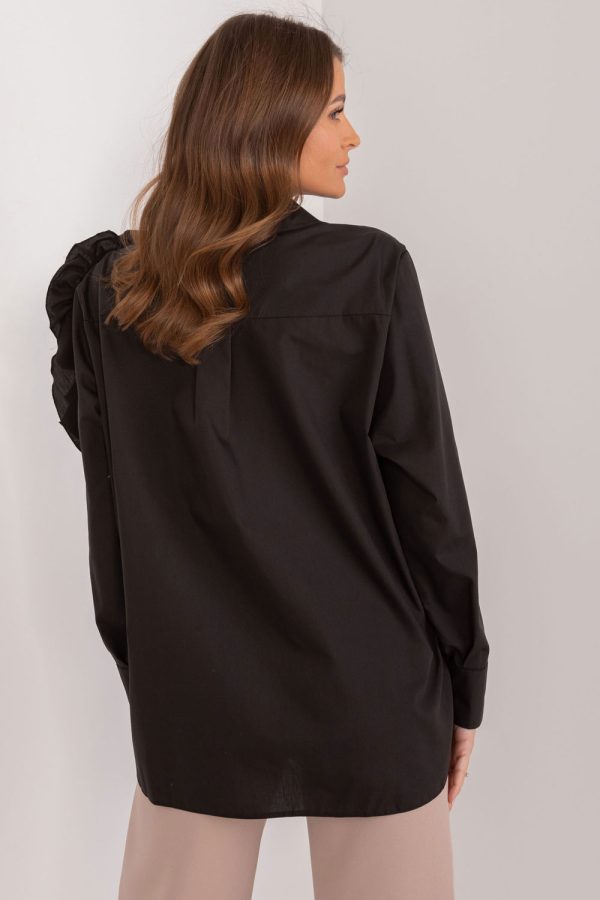 Black Long Sleeve Shirt in Shirts For Women with Cotton