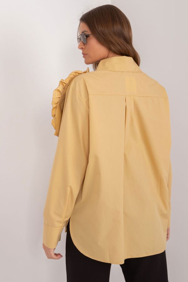 Yellow Long Sleeve Shirt in Shirts For Women with Cotton