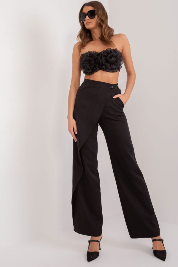 Black Women Trousers in Pants, Trousers, Shorts with Cotton, Spandex and Polyester