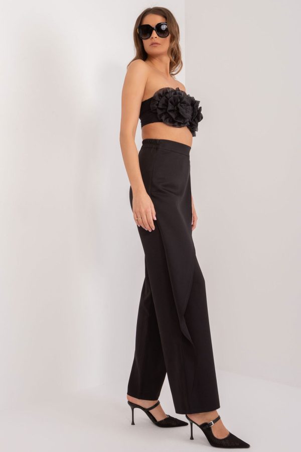 Black Women Trousers in Pants, Trousers, Shorts with Cotton, Spandex and Polyester
