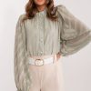 Green Long Sleeve Shirt in Shirts For Women with Cotton, Spandex and Polyester