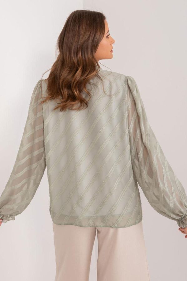 Green Long Sleeve Shirt in Shirts For Women with Cotton, Spandex and Polyester