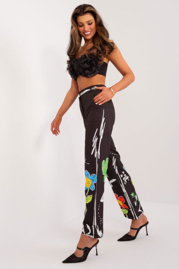 Black Women Trousers in Pants, Trousers, Shorts with Spandex and Polyester