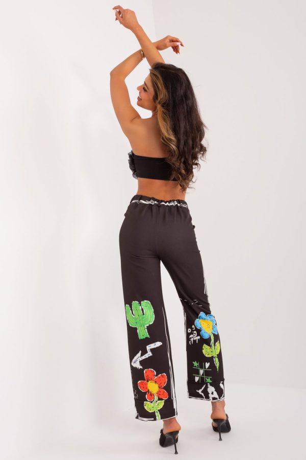 Black Women Trousers in Pants, Trousers, Shorts with Spandex and Polyester