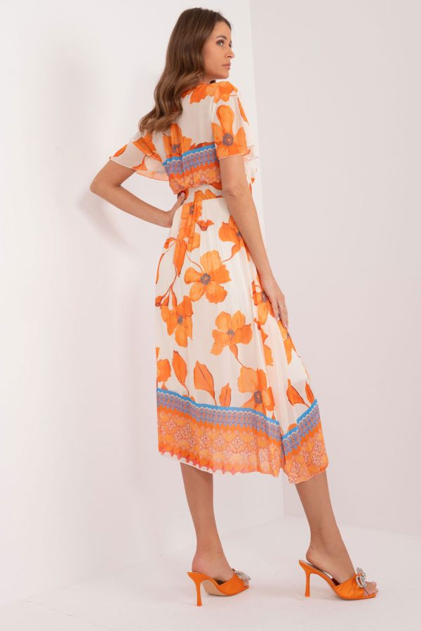 Orange Daydress in Day Dresses with Spandex, Polyester and Viscose