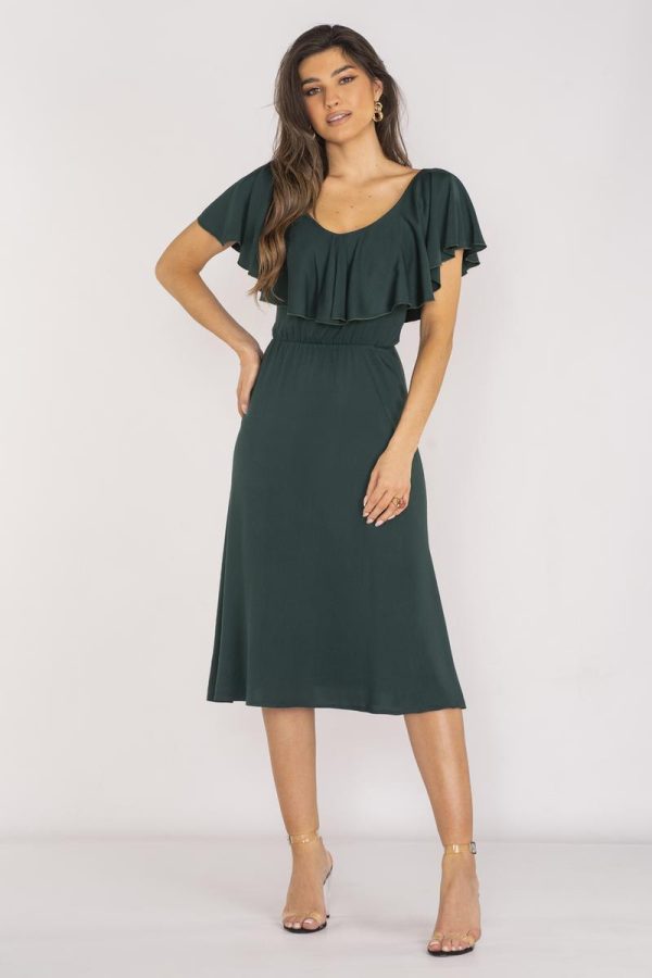 Green Daydress in Day Dresses with Spandex and Viscose