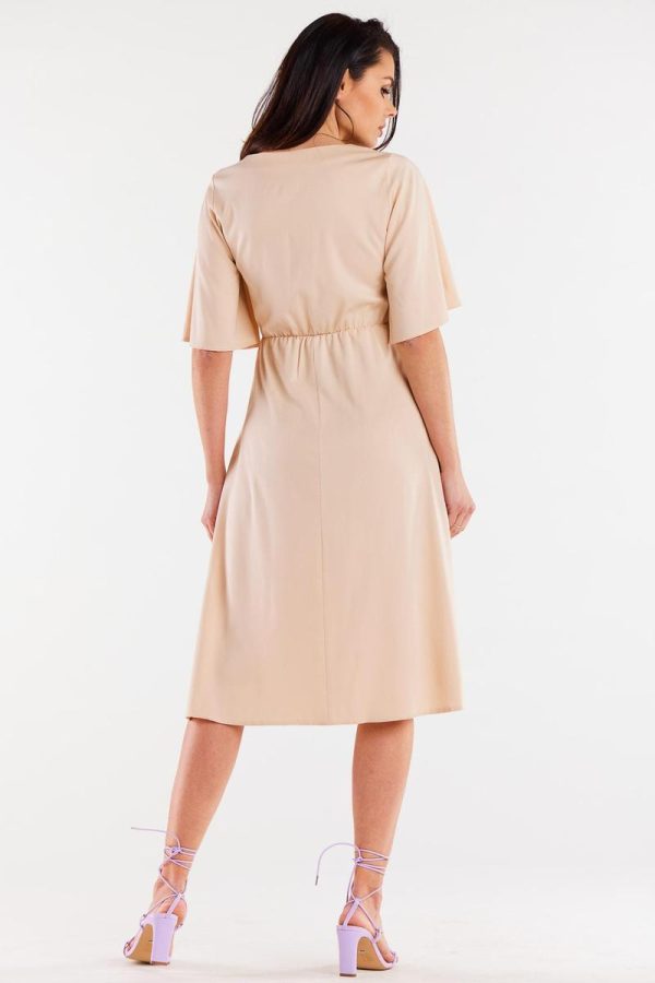 Beige Daydress in Day Dresses with Spandex and Viscose