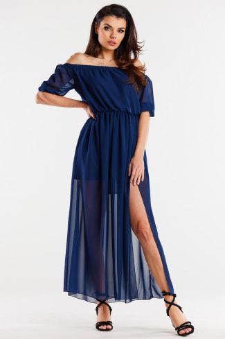 Navy Blue Daydress in Day Dresses with Polyester