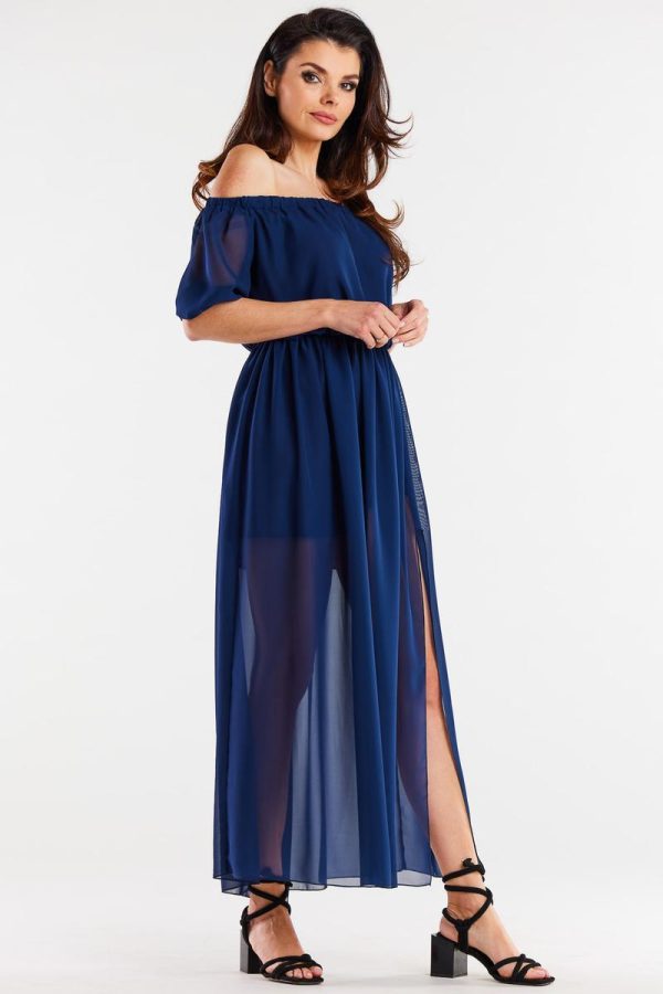 Navy Blue Daydress in Day Dresses with Polyester