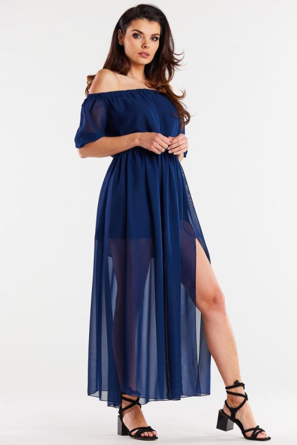 Navy Blue Daydress in Day Dresses with Polyester