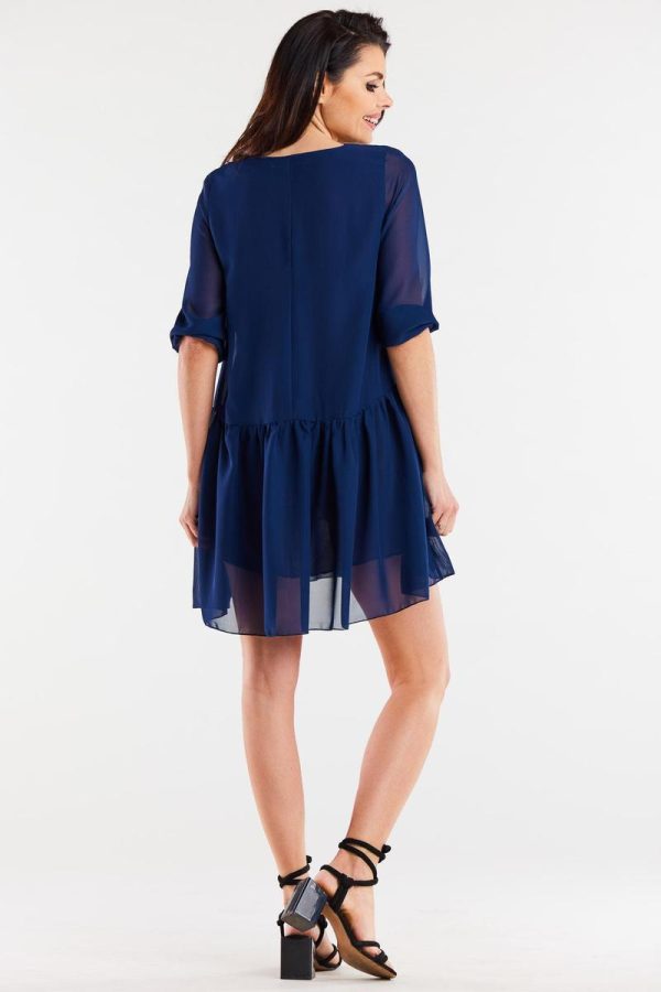 Navy Blue Daydress in Day Dresses with Polyester