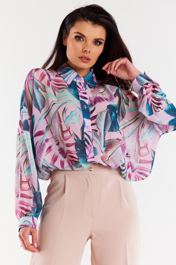 Multicolor Long Sleeve Shirt in Shirts For Women with Polyester