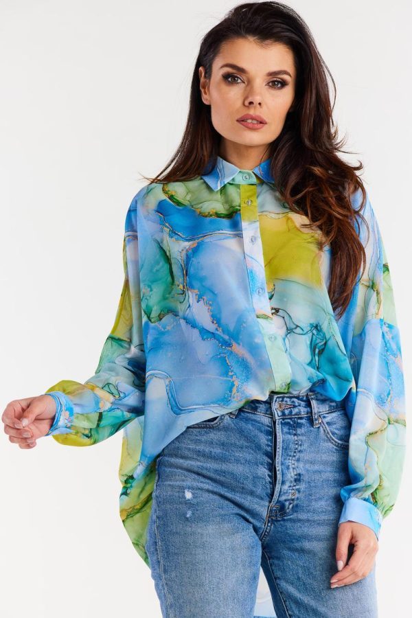 Multicolor Long Sleeve Shirt in Shirts For Women with Polyester