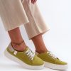 Green Sneakers in Women`s Athletic Shoes, Trainers, Sneakers with Fabric, Footbed, Upper Height and Platform Height