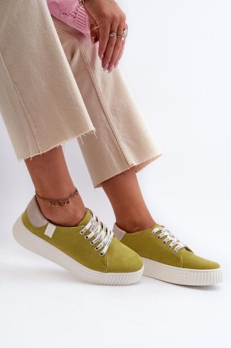 Green Sneakers in Women`s Athletic Shoes, Trainers, Sneakers with Fabric, Footbed, Upper Height and Platform Height