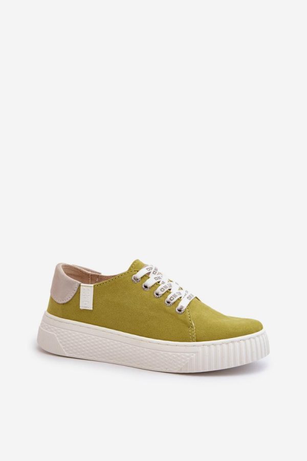 Green Sneakers in Women`s Athletic Shoes, Trainers, Sneakers with Fabric, Footbed, Upper Height and Platform Height