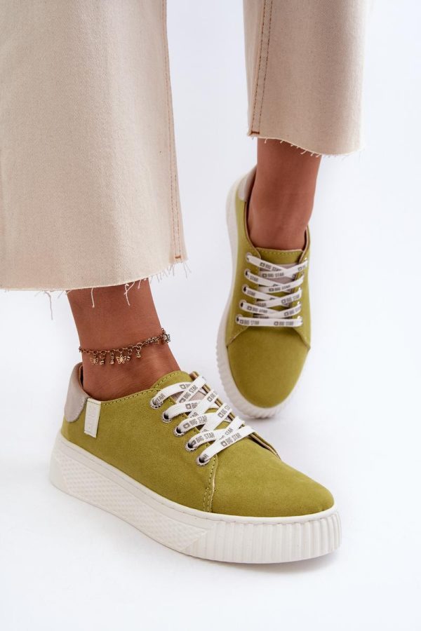 Green Sneakers in Women`s Athletic Shoes, Trainers, Sneakers with Fabric, Footbed, Upper Height and Platform Height