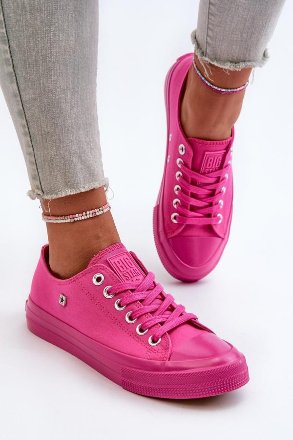 Pink Sneakers in Women`s Athletic Shoes, Trainers, Sneakers with Fabric, Footbed, Upper Height and Sole Height