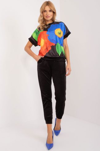 Black Set in Pants, Trousers, Shorts with Spandex and Polyester