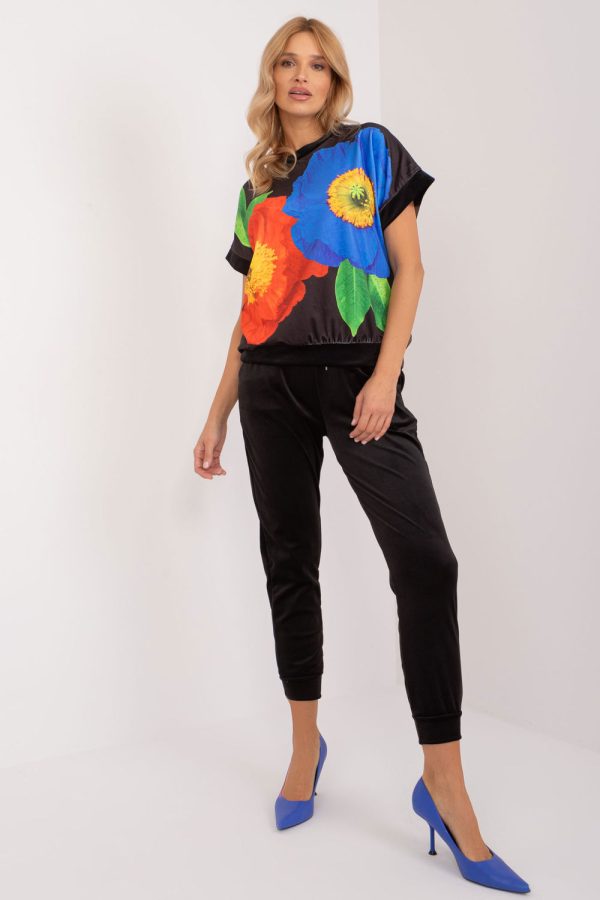 Black Set in Pants, Trousers, Shorts with Spandex and Polyester