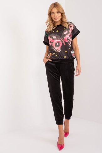 Black Set in Pants, Trousers, Shorts with Spandex and Polyester