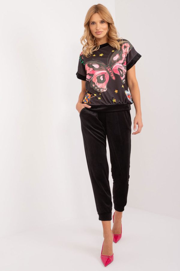 Black Set in Pants, Trousers, Shorts with Spandex and Polyester