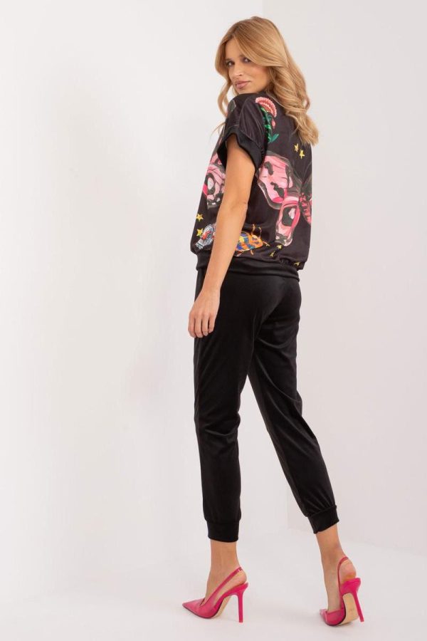 Black Set in Pants, Trousers, Shorts with Spandex and Polyester