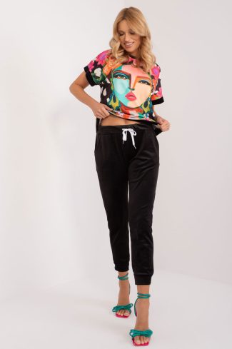 Black Set in Pants, Trousers, Shorts with Spandex and Polyester