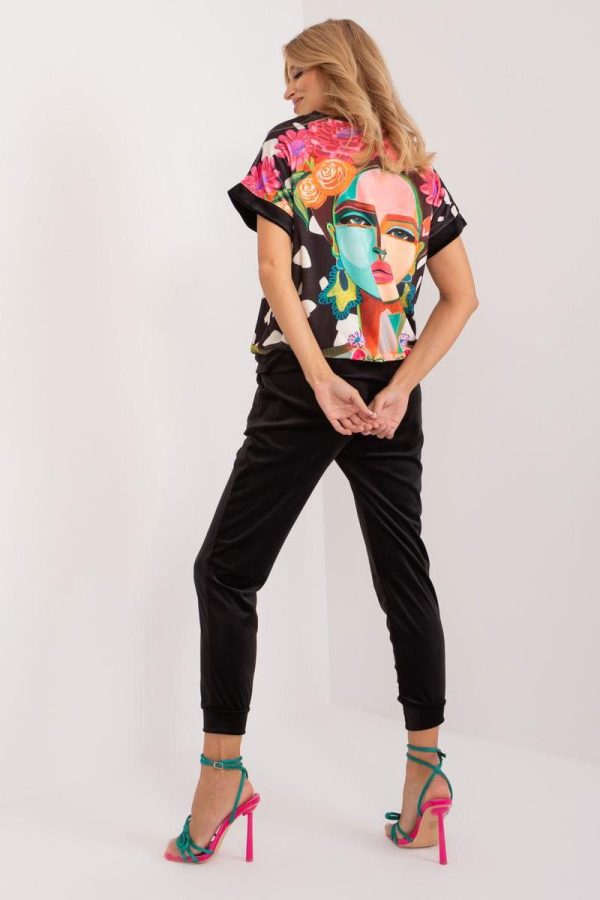 Black Set in Pants, Trousers, Shorts with Spandex and Polyester