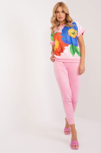 Pink Set in Pants, Trousers, Shorts with Spandex and Polyester