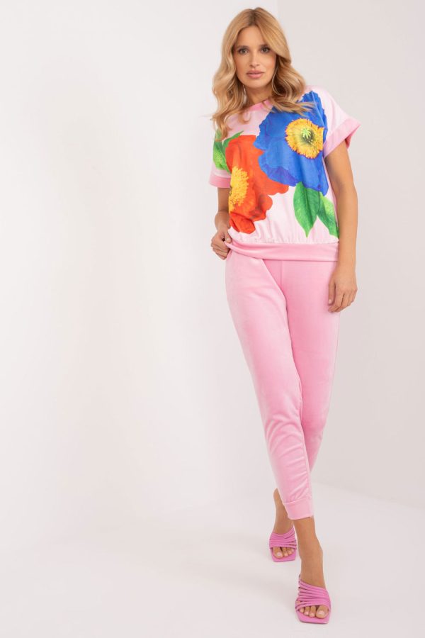 Pink Set in Pants, Trousers, Shorts with Spandex and Polyester