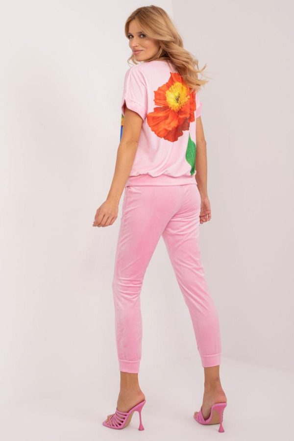 Pink Set in Pants, Trousers, Shorts with Spandex and Polyester