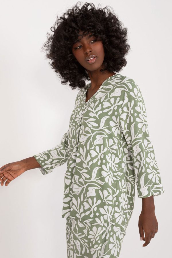 Green Blouse in Women`s Blouses, Tunics with Viscose
