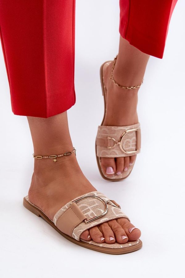 Beige Flip-flops in Sandals & Flip-Flops For Women with Fabric and Footbed