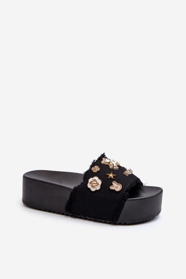 Black Flip-flops in Sandals & Flip-Flops For Women with Fabric, Footbed and Platform Height