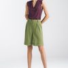 Green Shorts in Shorts For Women, Crop Pants with Cotton, Len and Viscose