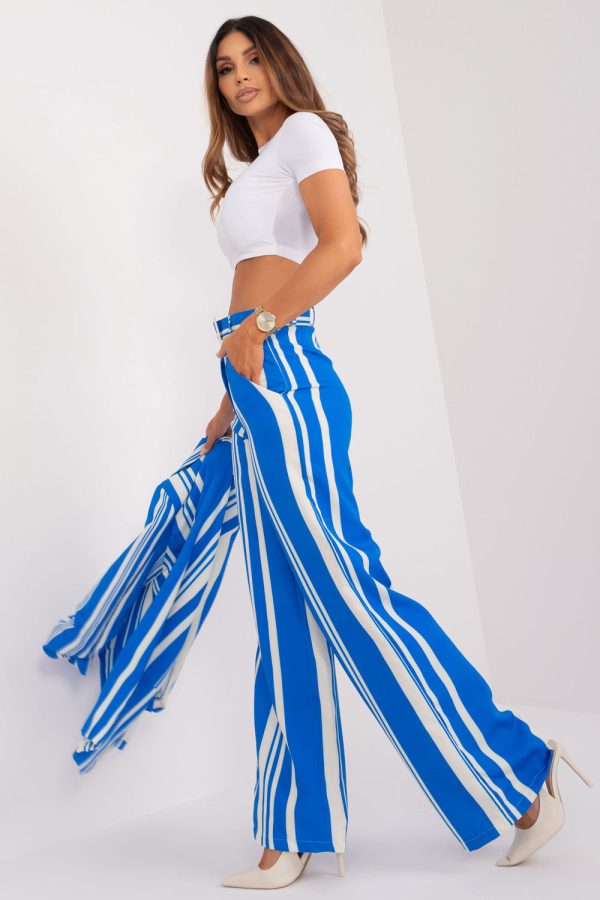 Blue Women Trousers in Pants, Trousers, Shorts with Spandex and Polyester