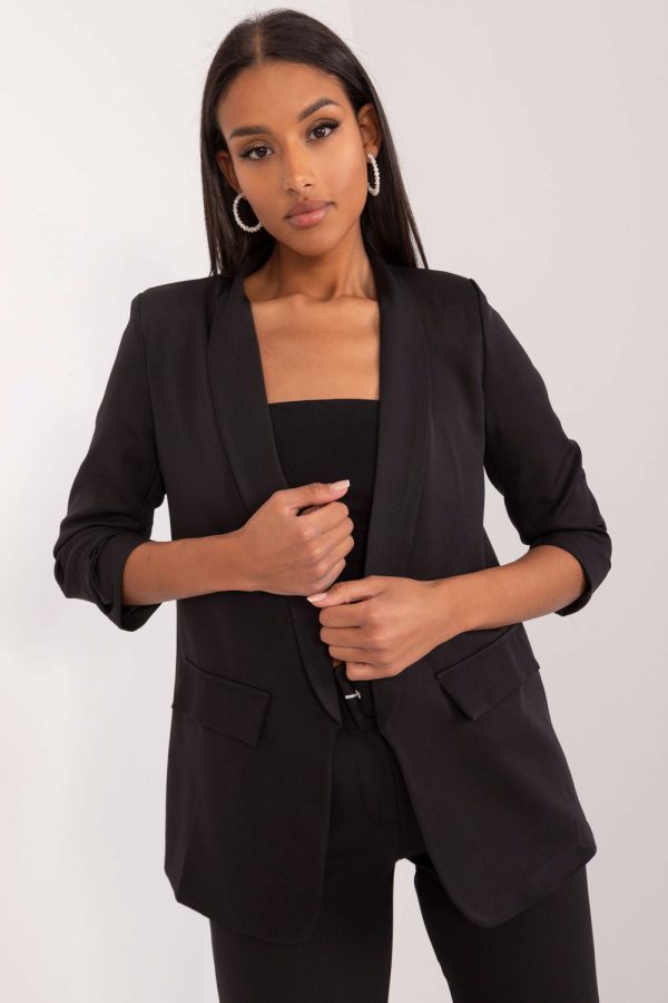 Black Jacket in Jackets, Vests For Women with Spandex and Polyester