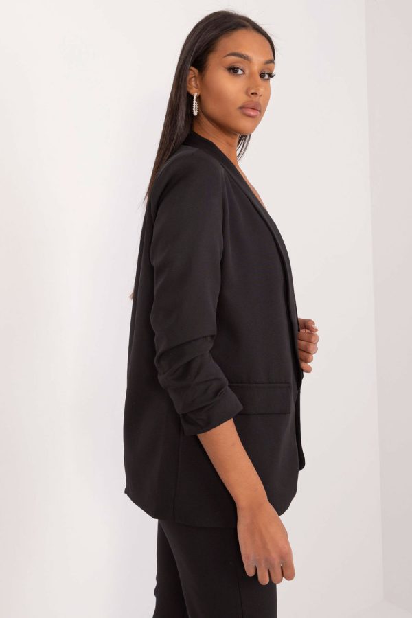 Black Jacket in Jackets, Vests For Women with Spandex and Polyester