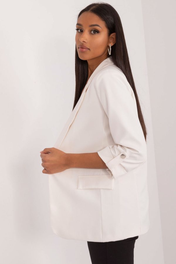 Beige Jacket in Jackets, Vests For Women with Spandex and Polyester