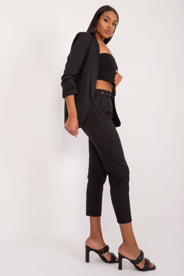 Black Women Trousers in Pants, Trousers, Shorts with Spandex and Polyester