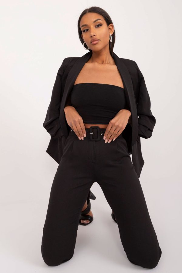 Black Women Trousers in Pants, Trousers, Shorts with Spandex and Polyester