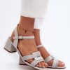 1030221.jpg Grey Heel Sandals in Sandals & Flip-Flops For Women with Fabric, Footbed and Heel Height