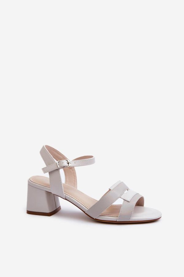 Grey Heel Sandals in Sandals & Flip-Flops For Women with Fabric, Footbed and Heel Height