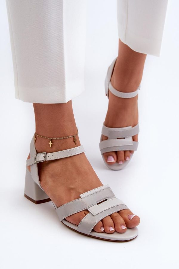Grey Heel Sandals in Sandals & Flip-Flops For Women with Fabric, Footbed and Heel Height