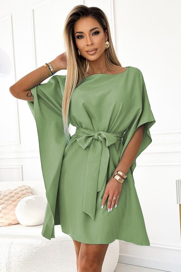 Green Daydress in Day Dresses with Spandex and Polyester