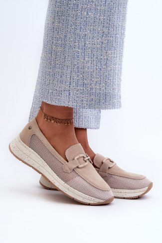 1030389.jpg Beige Mocassin in Moccasins, Loafers with Fabric, Footbed, Upper Height and Heel Height