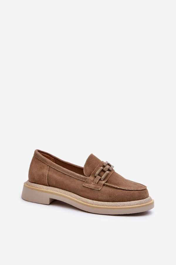 Brown Mocassin in Moccasins, Loafers with Fabric, Footbed, Upper Height and Heel Height